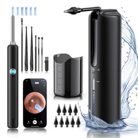 Ear Wax Removal - Electric Ear Irrigation Flushing System with 4 Pressure Modes, Ear Cleaner with Camera, 1080P Otoscope, Ear Cleaning Tool with 7 Pcs Ear Set, Safe and Effective Earwax Removal Kit