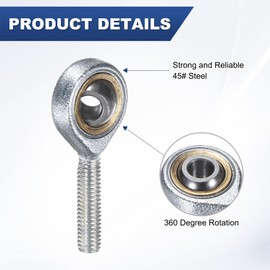 M METERXITY 4-Pack POSA6 Rod End Bearing, M6x1.0 Left Thread Self-Lubricating Male Thread Steel Joint Rod Ends W Jam Nuts for Forging Machine Tools