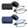 prtcslwd 2 Pack Folding Reading Glasses Stainless Steel Mini Anti-Blue