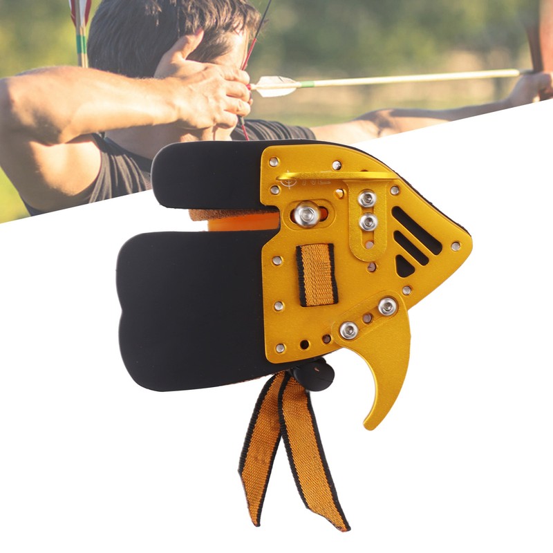 Shooting Tabs Golden Gold and Black Leather Archery Finger Guard