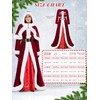FancyFun 4 Pieces Mrs Claus Costume for Women, Adult Santa