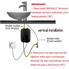 Tankless Water Heater Electric, 110V 3000W Under Sink Instant Hot Water Heater, Mini RV On Demand Water Heater for Kitchen Bathroom, Black