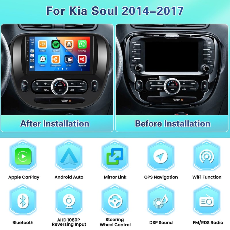 2+64GB for Kia Soul 2014-2017 Android 15 Car Stereo Wireless