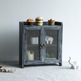 COLLECTIVE HOME - Storage Cabinet, Mini Countertop Cabinet, Wood Organizer for Bedroom Kitchen with Magnetic Door, Storage for Spice Jars, 14.5 x 6.5 x 10 (Grey) (15.75")