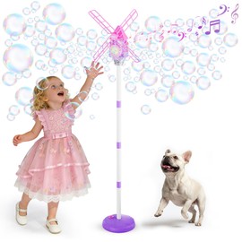 Belemar Windmill Bubble Machine for Kids, Summer Pool Party Bubble Blower with Lights & Music, 51" Adjustable Height, 130ml Tank, Bubble Solution Included, Outdoor Toy for Parties & Birthdays