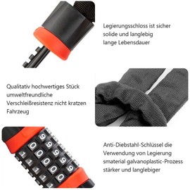 Chain Lock, Bicycle Lock Combination Lock with Numbers and High Security Level Chain Locks Bicycle 5-Digit Resettable Wheel Barrier with Chain Made of Hardened Steel 90-120 cm (Black 120 cm)