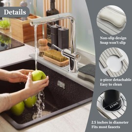16" Faucet Mat for Kitchen Sink, Diatomite Fast Drying Stone Sink Tray, Super Absorbent Kitchen Sink Splash Guard, Faucet Splash Guard for Bathroom Counter