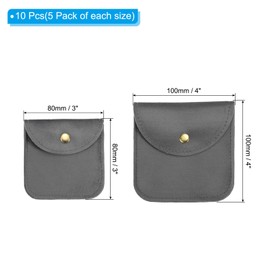 PATIKIL Jewelry Pouch, 10 Pack Soft Velvet Pouches with Snap Button Portable Storage for Rings Necklace Bracelet Earring Watch, Grey(3x3, 4x4)