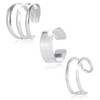 3Pcs Silver Ear Cuff Earrings, Adjustable Clip on Earrings, Non-Piercing