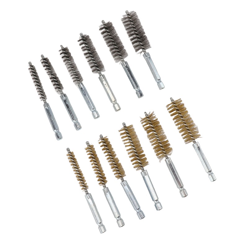 12PCS Bore Brush Copper and Iron 304 Stainless Steel Bristles