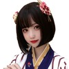 Donally Women's Full Wig Short Bob Straight Wig (Brown)