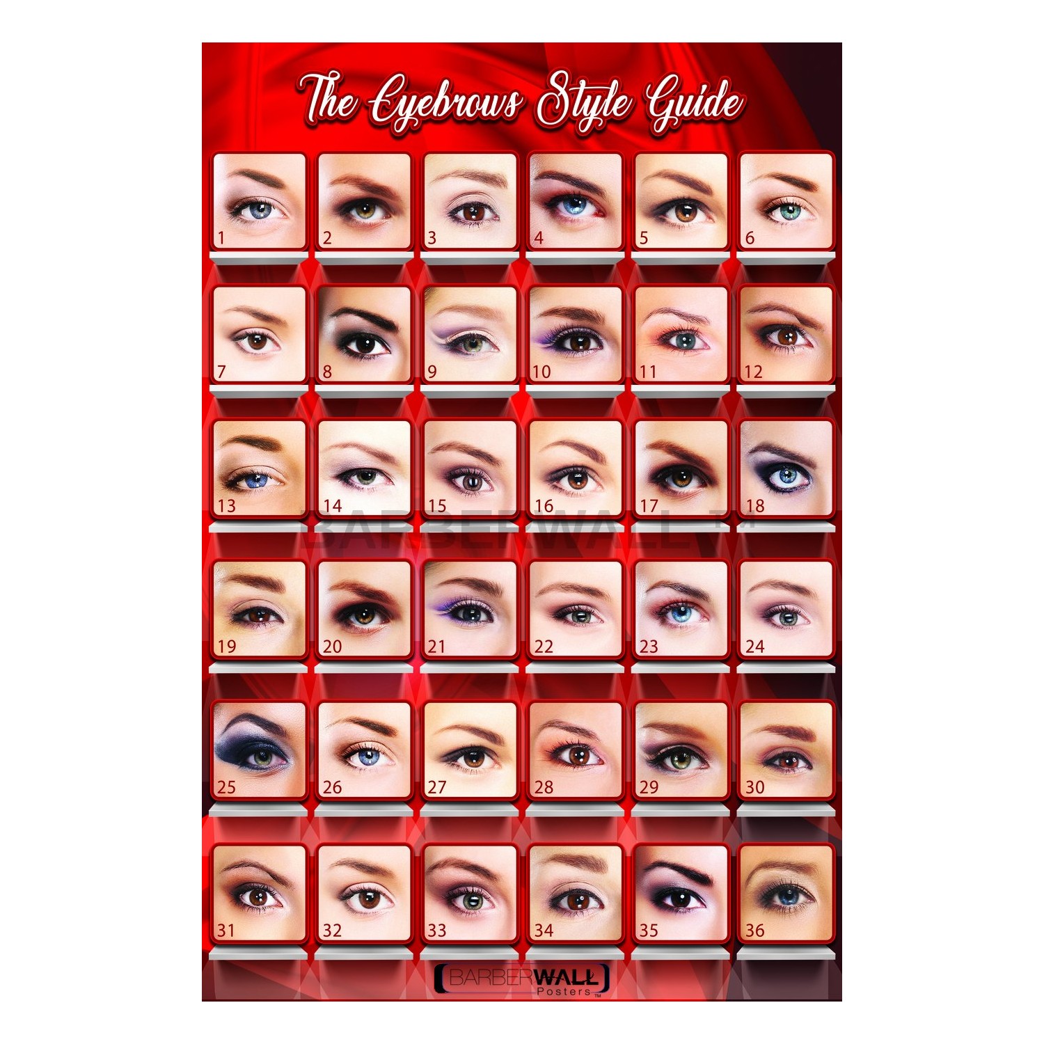 Barberwall Eyebrows Poster Eyebrows Threading Poster, Eyebrows Shape ...