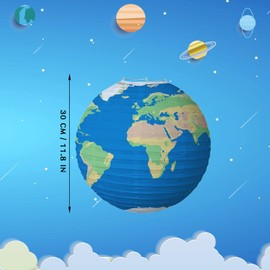 Songjum 8 PCS Paper Lanterns Planets Space Theme Paper Lanterns for Outer Space Themed Birthday Party Decorations Solar System Hanging Decorations