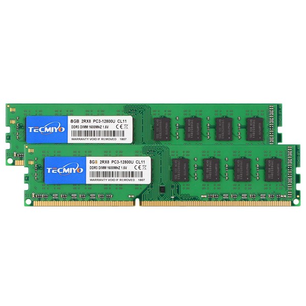 Tecumiyo Memory PC3-12800 DDR3 1600 Desktop PC (2 x 8GB), Supports 240pin DIMM