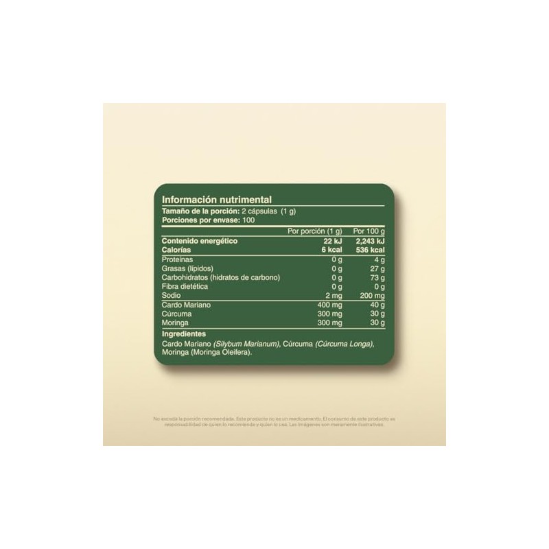 Cardo Mariano, Cúrcuma y Moringa Multivitamínico Natural VITAL BOTANICS