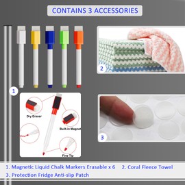 JonXon 8"X12" Acrylic Magnetic Menu Board for Kitchen,Acrylic Weekly Calendar for Fridge,Clear Meal Planner for Refrigerator,Magnet Fridge Menu Planner with 6 Magnetic Erasable Markers