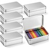 Gueevin 6 Pcs Metal Crayon Box Large Pencil Case Bulk