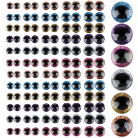 120 Pcs Glitter Plastic Safety Eyes 12mm 14 mm 16mm 18mm 20mm Colorful Plastic Safety Eyes 3D Round Craft Doll Eyes with Washers Glitter Craft Eyes for Doll Bear Plush Animal and DIY Craft Making