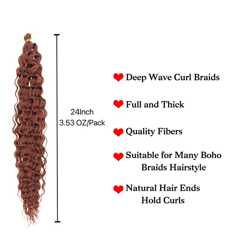 Braiding Hair Pre stretched Ginger Boho Braiding Hair 6Packs/Lot Curly