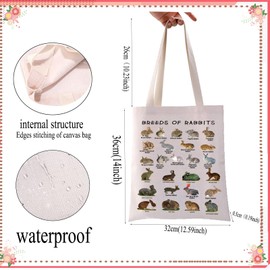 JYTAPP Cute Rabbit Tote Bag Breeds Of Rabbits Shopping Bag For Rabbit Lover Bunny Owner Gift