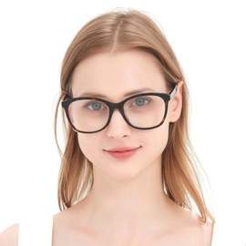 SUNAMOY Large Round Acetate Material Reading Glasses for Womens Large Computer Blue Light Blocking Spring Hinge Big Readers Blue 2.0