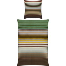 Erwin Müller Mix & Match Bed Linen Stripes Green/Beige/Curry Size 135 x 200 cm (80 x 80 cm)