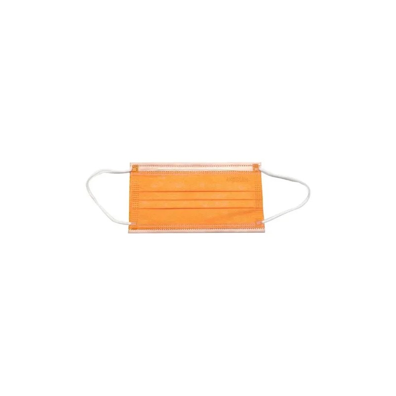 Cubreboca Econoply 3 Pliegues Ambiderm Colorfull Caja C/50 Color Naranja