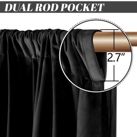 nanbowang Black Velvet Curtains - 72 Inches Long Light Blocking Rod Pocket Window Curtain Panels Heat Insulated Curtains Blackout Thermal Curtain Panels for Bedroom 2 Panels
