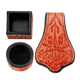 KONLLEN Leather Engraved Chalk Holder Bag Vegetable Tanned Leather Pool Cue Snooker Silent Billiard Accessories