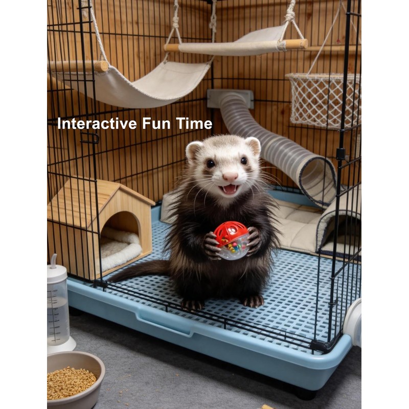 HEUHAI 10-Pack Ferret Bell Ball Toys, Non-Toxic PP, Hollow Chew