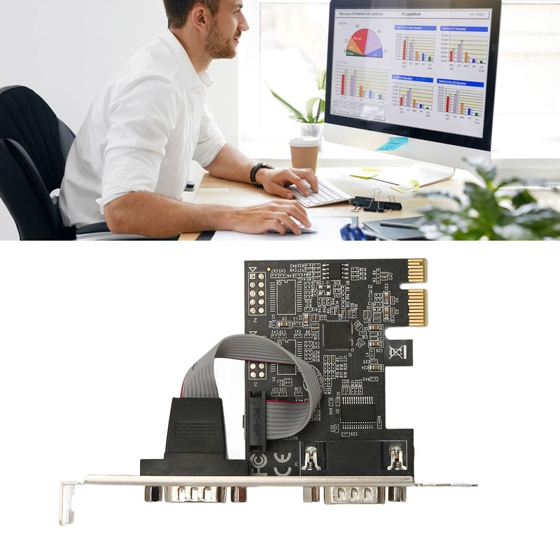 2 Port PCI Express RS232 DB9 Serial Port Card PCIe