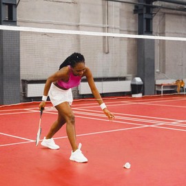 M METERXITY Foldable Badminton Net - Portable Badminton Durable Badminton Replacement Net Polypropylene Sports Net for Indoor Outdoor Backyard (10x2.5ft, Red)