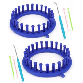 Aeelike 2 Pcs Round Knitting Looms Set, 36 Pegs Knitting Loom Simple for Beginner, 24 cm Diameter Plastic Loom Knitting, Small Round Loom Knitting Set for Home DIY, Teaching, Learning