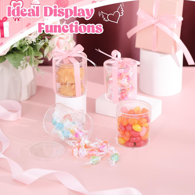 Taiyin 50 Pcs Plastic Acrylic Circle Box with Lid Clear
