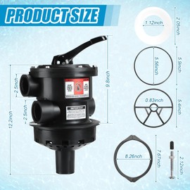 Threlaco 5 Pcs Compatible with Hayward Replacement Top Mount Multiport Valve Set SP0714T Top Mount Multiport Valve GMX600NM Flange Valve Clamp SP0714T Spider Gasket Kit for Pool Sand Filter Compatible