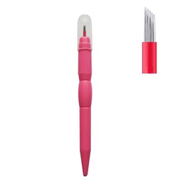 ZUSING Very Sharp Microblading Shading Pen Bevel 19 Pins With a Cap Disposable Microblading Pen 10 pcs/pack (Pink)