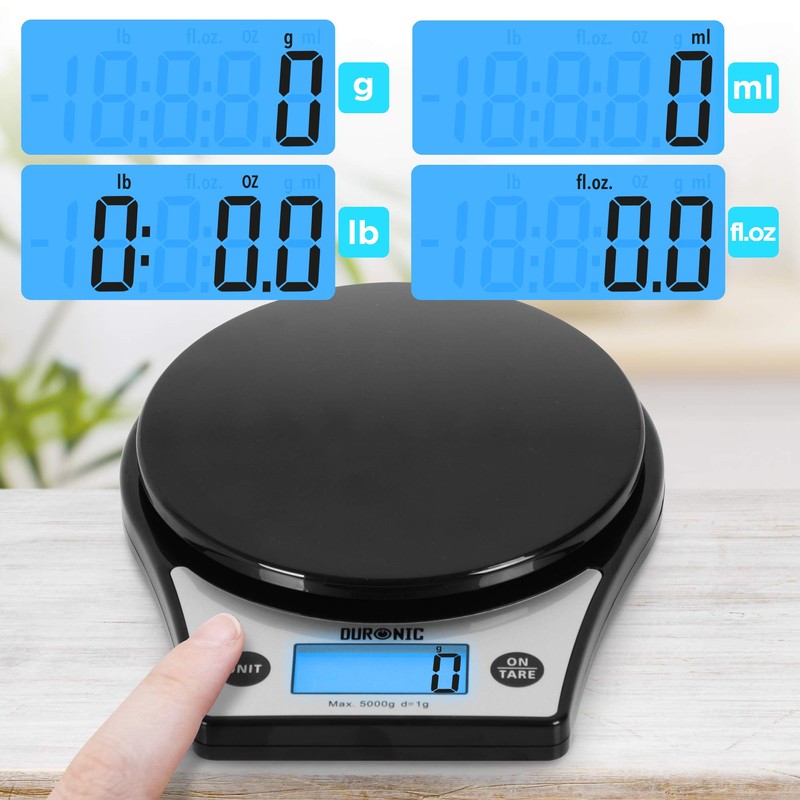 Duronic Digital Kitchen Scales KS6000 BK/CR | Black Design with