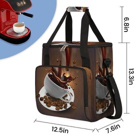CFERSAN Coffee Beans Cup Coffee Maker Carring Bag Travel Carrying Storage Tote Bag Compatible with Keurig K-Mini or K-Mini Plus Portable Single Serve Coffees Brewer Case with Pockets for K-cup Pods
