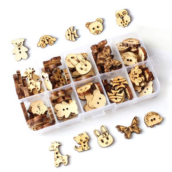 Anyasen Pack of 100 Wooden Buttons Handmade Buttons Wooden Buttons