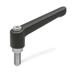 Ganter Normelemente GN 300.1-78-M10-32-SW 1-78-M10-32-SW Adjustable Clamping Lever with Stainless Steel Threaded Screw, Black, Textured Matt, Thread: M10 x 32 mm