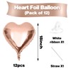 Rose Gold Heart Balloons,12Pcs 18 Inch Rose Gold Aluminum Love