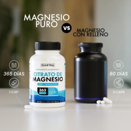 Citrato De Magnesio De 365 Cápsulas | Mantra Nutrition Sabor Sin Sabor