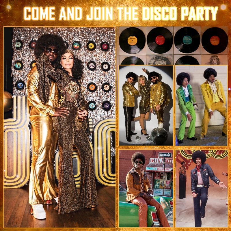 Brown Afro Wig for Men 70s Disco Rocker Afro Curly
