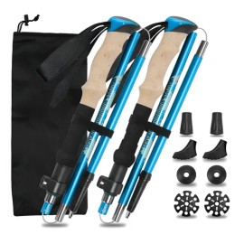 Bastones Senderismo Ajustables Aluminio Plegables 2 Pzas