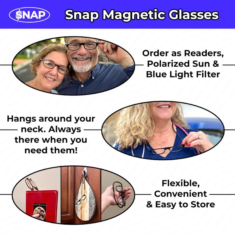 Calabria Snap Front Click Gafas de lectura magnéticas +1.50 Tortuga