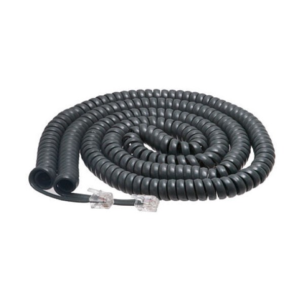 Toshiba 25' FT Phone Handset Curly Coil Cord Wire Charcoal