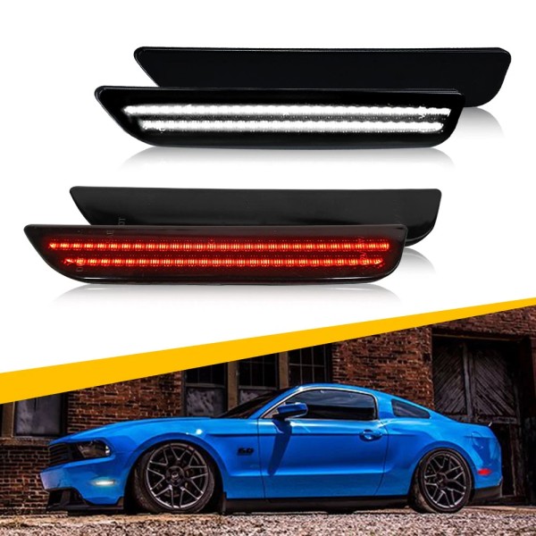 Unbranded For 10-14 Ford Mustang LED Side Marker RED+White Front