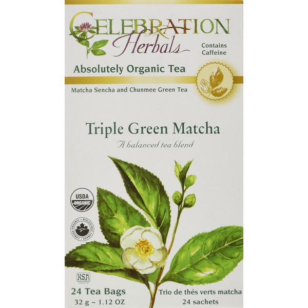 CELEBRATION HERBALS Triple Green Matcha Tea Org 24 Bag, 0.02 Pound