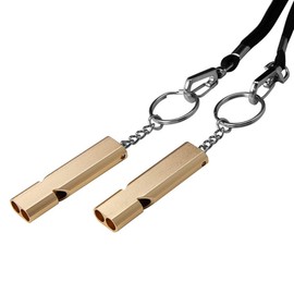 HRLORK 2 Pieces Emergency Whistle Outdoor Survival Safety Whistle Metal Keychain Whistle with Lanyard and Keychain for Training Pet Camping Hunting Hiking-Silver