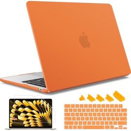 May Chen Compatible with M4 MacBook Air 15 inch Case 2025 2024 2023 A3241 A3114 M3 A2941 M2 with Liquid Retina Display & Touch ID, Plastic Hard Shell with Keyboard Cover - Matte Orange